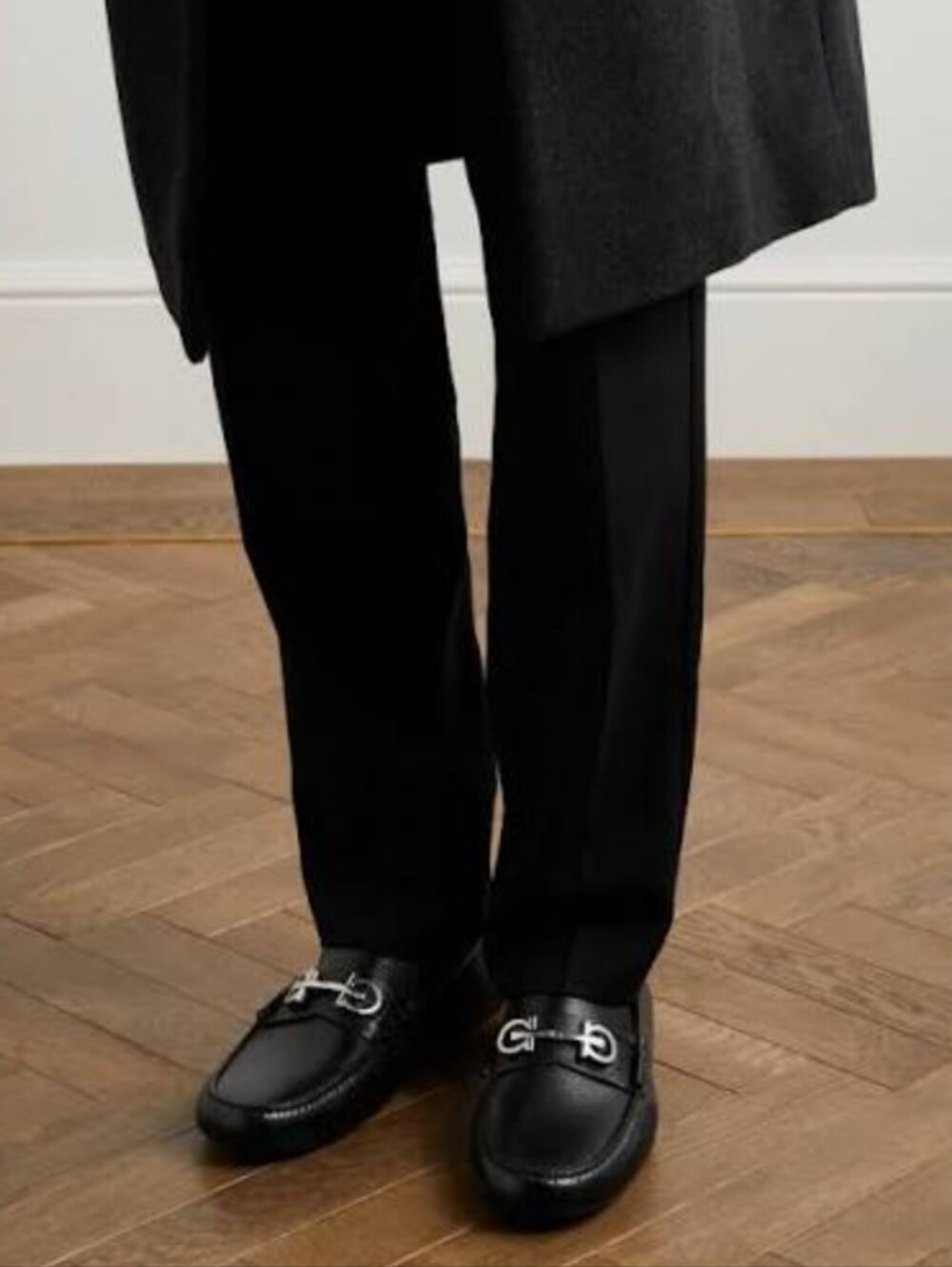 SALVATORE FERRAGAMO GANCINI Fiordi Gancini Bit Loafer Horsebit Black Leather 13
